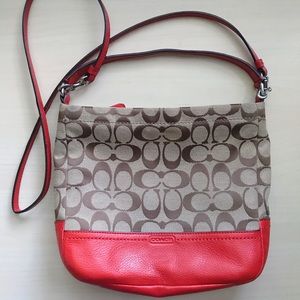 Coach legacy signature mini bucket crossbody bag!